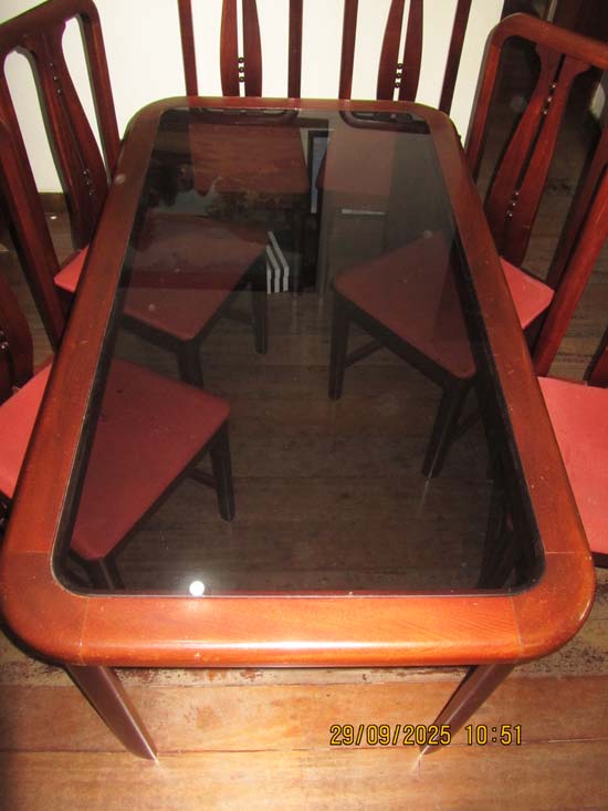 MESA JANTAR MADEIRA VIDRO