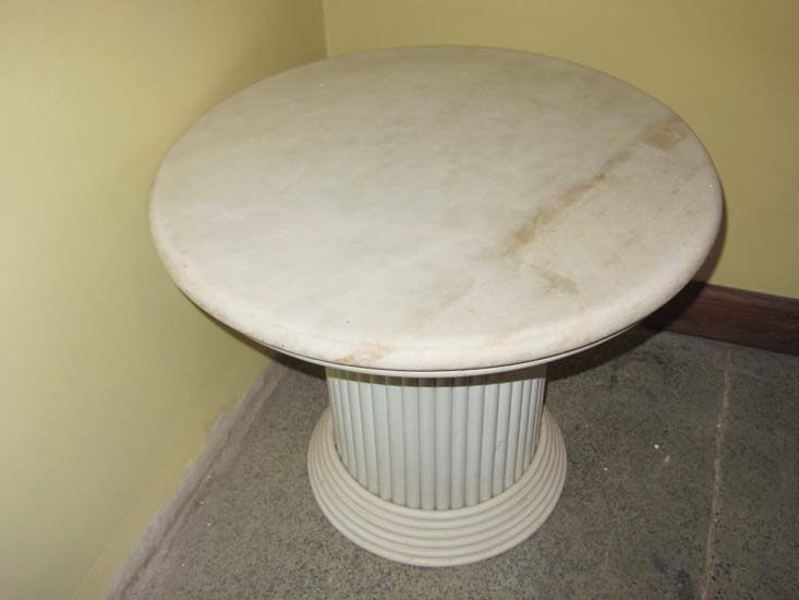 MESA MADEIRA MARMORE REDONDA