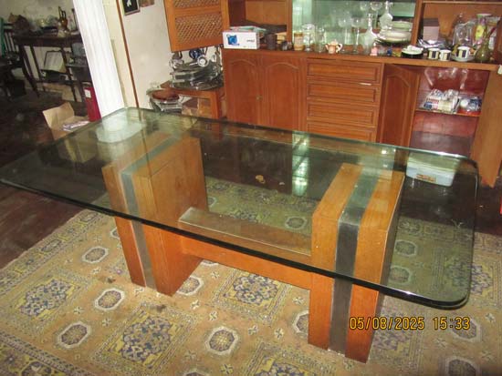 MESA JANTAR MADEIRA VIDRO