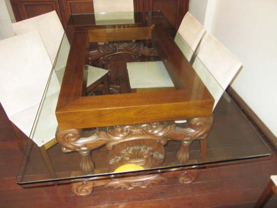 MESA JANTAR MADEIRA VIDRO