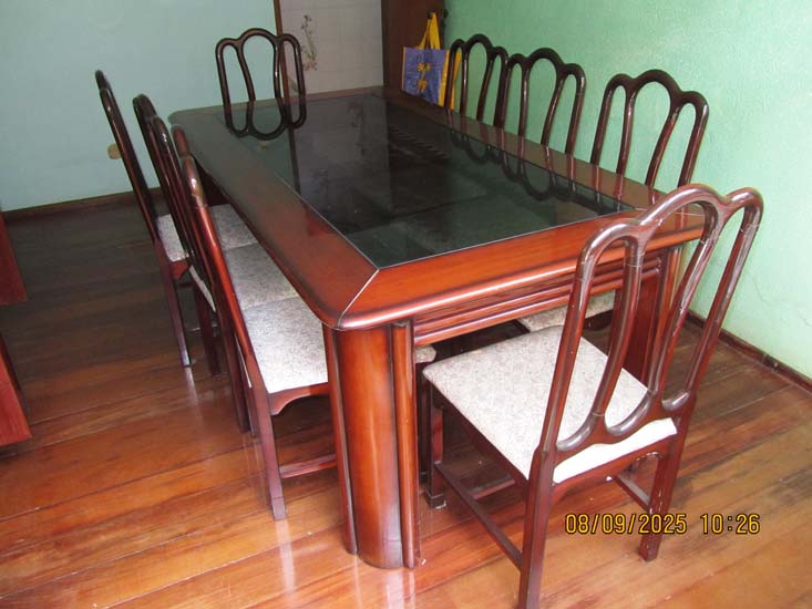 MESA JANTAR MADEIRA VIDRO
