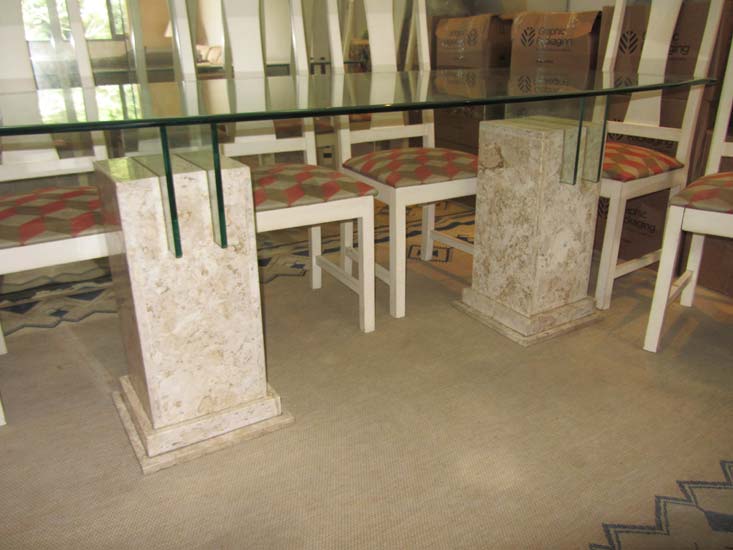 MESA JANTAR MARMORE VIDRO