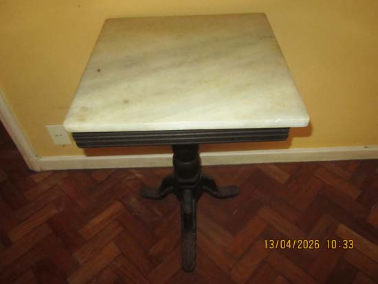 MESA BAR FERRO MADEIRA MARMORE