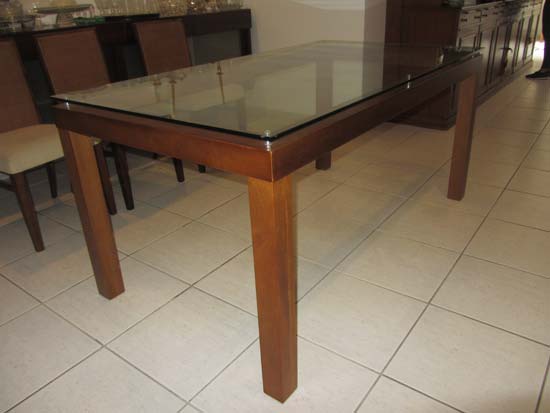 MESA JANTAR MADEIRA VIDRO