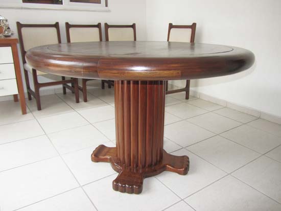 MESA JOGO MADEIRA FELTRO REDONDA
