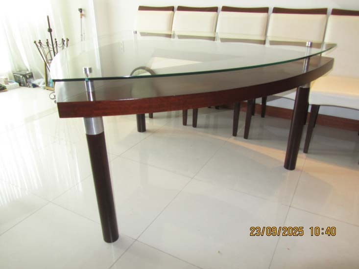 MESA JANTAR MADEIRA VIDRO