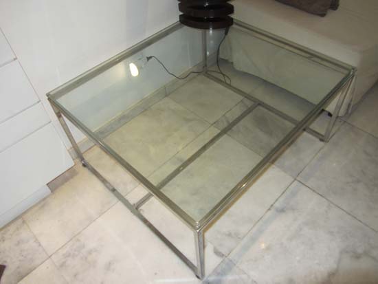 MESA CENTRO CROMADA VIDRO