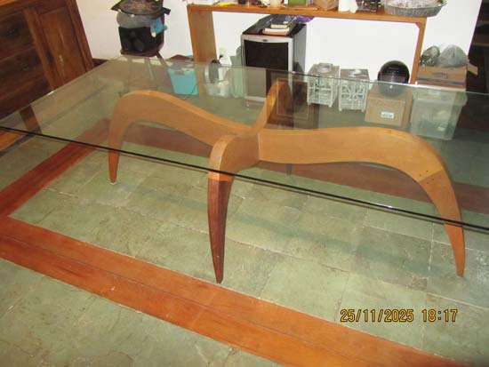 MESA JANTAR MADEIRA VIDRO