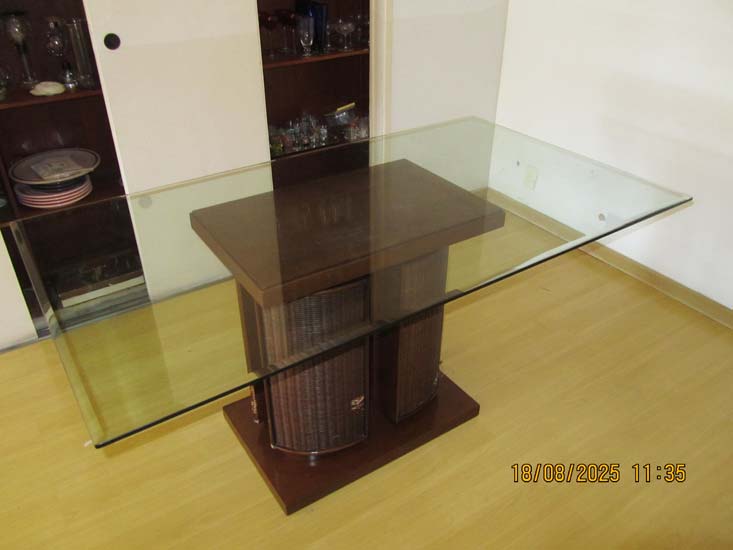 MESA JANTAR MADEIRA VIDRO