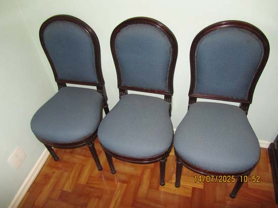 6 CADEIRAS MADEIRA ESTOFADO AZUL