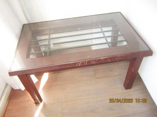 MESA LATERAL MADEIRA FERRO VIDRO