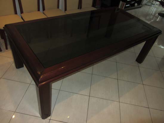 MESA JANTAR MADEIRA VIDRO