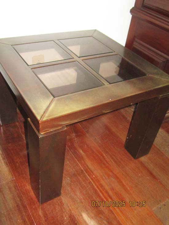 MESA LATERAL MADEIRA VIDRO