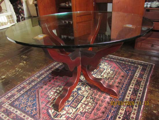 MESA JANTAR MADEIRA VIDRO