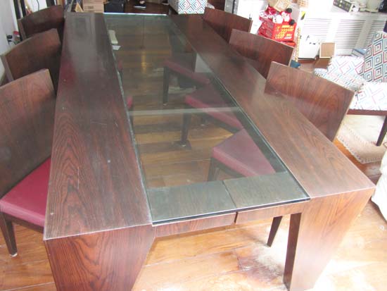MESA JANTAR MADEIRA VIDRO