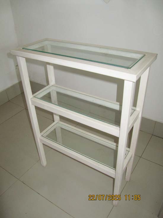 ESTANTE MADEIRA VIDRO BRANCA