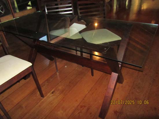 MESA JANTAR MADEIRA VIDRO