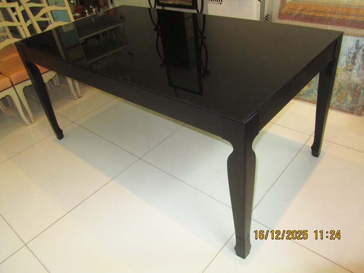 MESA JANTAR MADEIRA VIDRO PRETA