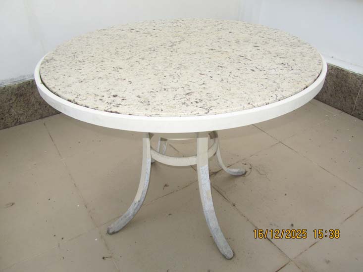 MESA JARDIM ALUMINIO MARMORE REDONDA