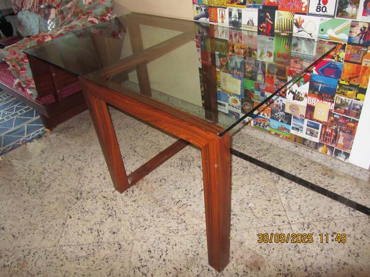 MESA JANTAR MADEIRA VIDRO