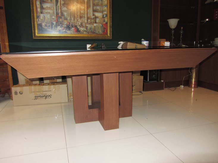 MESA JANTAR MADEIRA VIDRO QUADRADA