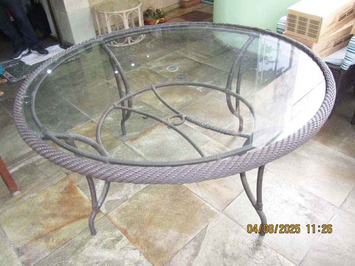MESA JARDIM PALHA E VIDRO