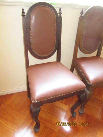 PAR CADEIRAS MADEIRA COURO