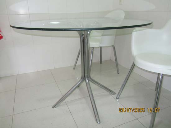 MESA VIDRO PE METAL REDONDA