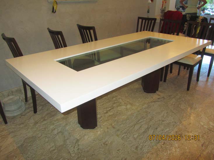 MESA JANTAR MADEIRA VIDRO